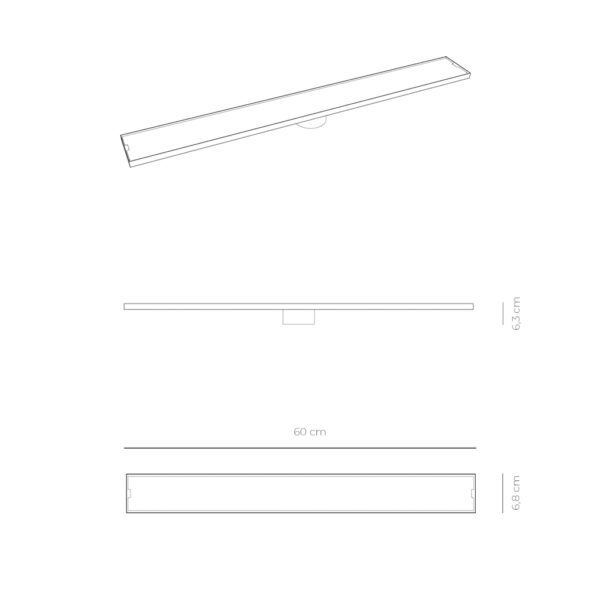 Rejilla Lineal Reversible Black 6,8cm x 60cm S-T060FX