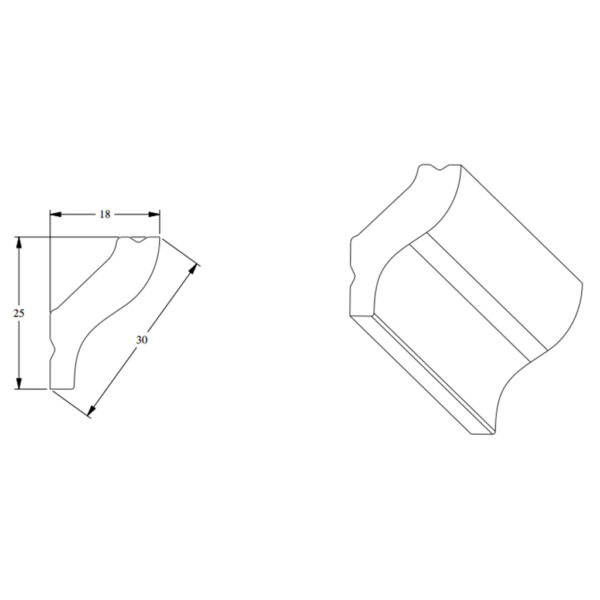 Cornisa CB 500 18mm x 25mm x 2000mm caja x 5 unidades