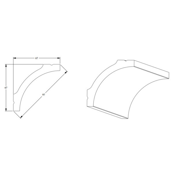 Cornisa CB 522 67mm x 67mm x 2000mm caja x 5 unidades