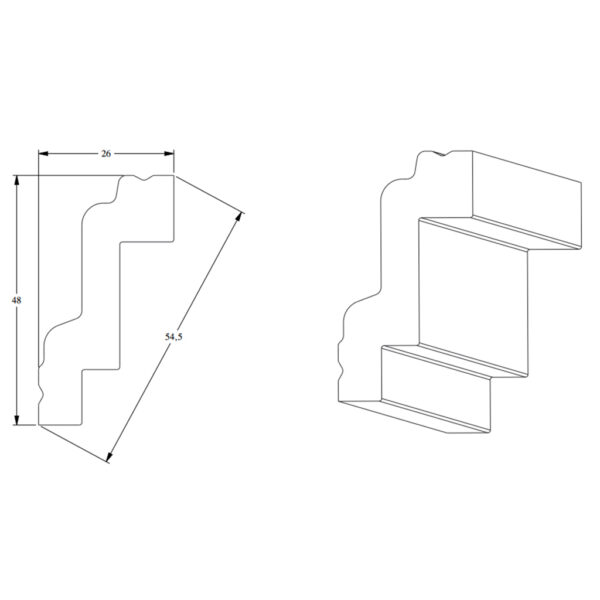 Cornisa CB 531 42mm x 26mm x 2000mm caja x 5 unidades