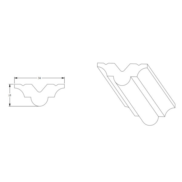 Cornisa PB 513 15mm x 34mm x 2000mm caja x 5 unidades
