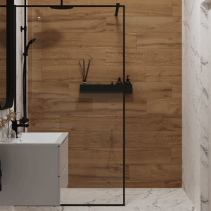 Mampara de Baño Fija Transparente Marco Negro C6057-2B 80cm