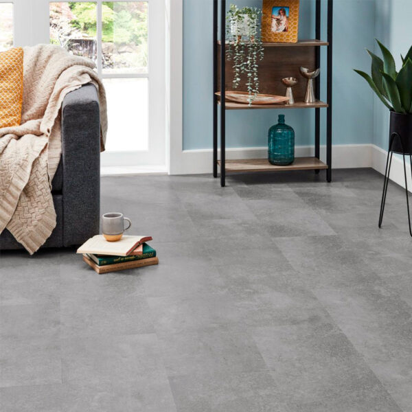 Piso Vinílico SPC Click Gris Acero SP021 5mm con manta