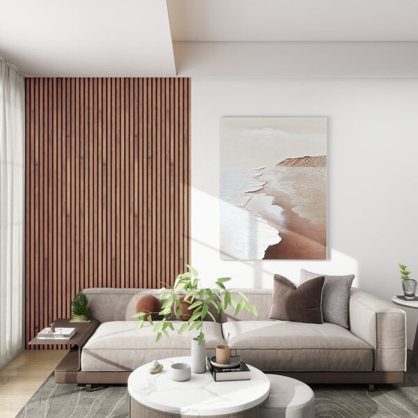 Revestimiento de Pared Interior Acústico Nogal