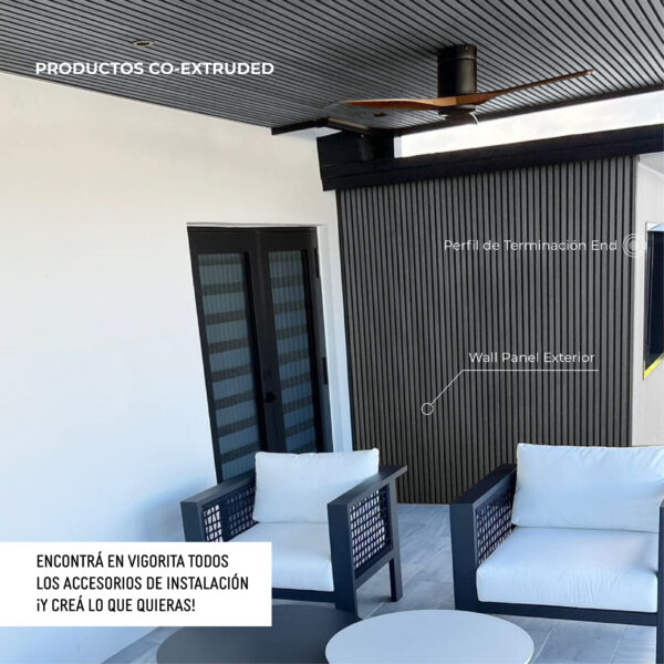 Perfil de Terminación End Revestimiento Exterior Co-Extruded G06 Silver Grey