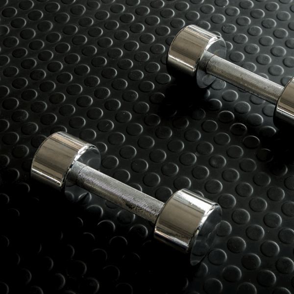 Piso de Goma Moneda Negro 3mm en Rollo 10 m2