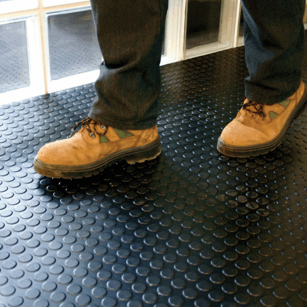 Piso de Goma Moneda Negro 3mm en Rollo 10 m2