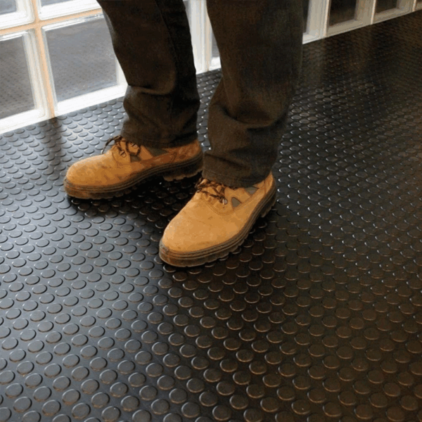 Piso de Goma Moneda Negro 3mm en Rollo 10 m2