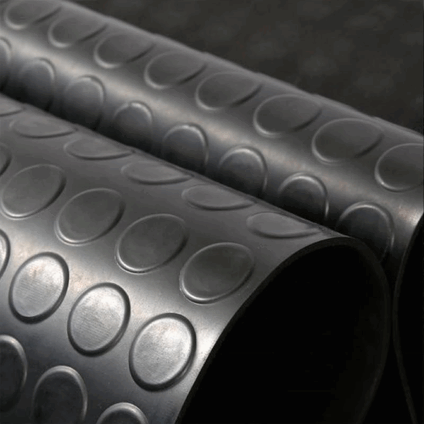 Piso de Goma Moneda Negro 3mm en Rollo 10 m2