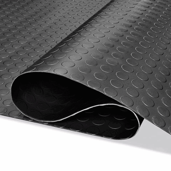 Piso de Goma Moneda Negro 3mm en Rollo 10 m2