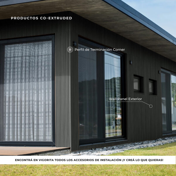 Perfil de Terminación Corner Revestimiento Exterior Co-Extruded G06 Silver Grey